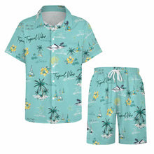 Cargar imagen en el visor de la galería, Conjunto de camisa de manga corta y pantalón corto para hombre B339D1P personalizado con patrón foto texto (impresión de imagen única)
