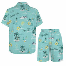 Cargar imagen en el visor de la galería, Conjunto de camisa de manga corta y pantalón corto para hombre B339D1P personalizado con patrón foto texto (impresión de imagen única)