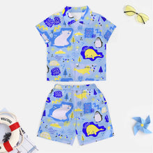 Cargar imagen en el visor de la galería, Conjunto playero playera manga corta y shorts niño (2 piezas) A27TZ personalizado con patrón foto texto (impresión de imagen única)