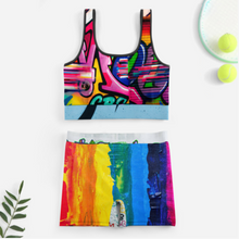 Cargar imagen en el visor de la galería, Conjunto de chándal de yoga de alta calidad con crop top y shorts YJ052 personalizado con patrón foto texto (impresión de imágenes múltiples)