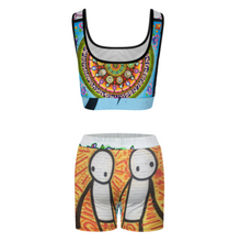 Cargar imagen en el visor de la galería, Conjunto de chándal de yoga de alta calidad con crop top y shorts YJ052 personalizado con patrón foto texto (impresión de imágenes múltiples)