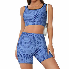 Cargar imagen en el visor de la galería, Conjunto de chándal de yoga para mujer de 2 piezas con crop top y shorts YJ052 personalizado con patrón foto texto (impresión de imagen única)