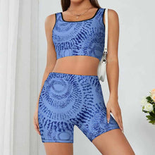 Cargar imagen en el visor de la galería, Conjunto de chándal de yoga para mujer de 2 piezas con crop top y shorts YJ052 personalizado con patrón foto texto (impresión de imagen única)