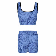 Cargar imagen en el visor de la galería, Conjunto de chándal de yoga para mujer de 2 piezas con crop top y shorts YJ052 personalizado con patrón foto texto (impresión de imagen única)