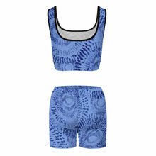 Cargar imagen en el visor de la galería, Conjunto de chándal de yoga para mujer de 2 piezas con crop top y shorts YJ052 personalizado con patrón foto texto (impresión de imagen única)