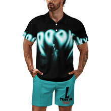 Cargar imagen en el visor de la galería, Conjunto de polo de manga corta y pantalón corto para hombre A46TZ personalizado con patrón foto texto (impresión de imagen única)
