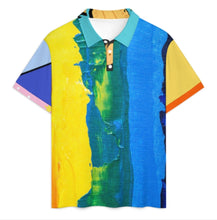 Cargar imagen en el visor de la galería, Conjunto de polo de manga corta y pantalón corto para hombre A46TZ personalizado con patrón foto texto (impresión de imágenes múltiples)