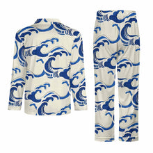 Cargar imagen en el visor de la galería, Conjunto de pijama de hombre de 2 piezas de manga larga imitación algodón personalizado con patrón foto texto (impresión de imagen única)