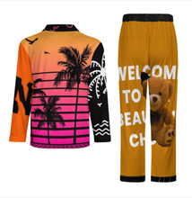 Cargar imagen en el visor de la galería, Conjunto de pijama para hombre, camisa de manga larga + pantalón largo con cordón personalizado con patrón foto texto (impresión de imágenes múltiples)