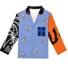 Cargar imagen en el visor de la galería, Conjunto de pijama para hombre, camisa de manga larga + pantalón largo con cordón personalizado con patrón foto texto (impresión de imágenes múltiples)