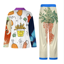 Cargar imagen en el visor de la galería, Conjuntos de pijama clásicos de manga larga para mujer personalizados con patrón de texto de nombre (diseño de varias imágenes)