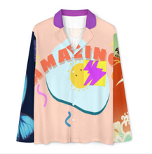 Cargar imagen en el visor de la galería, Conjuntos de pijama clásicos de manga larga para mujer personalizados con patrón de texto de nombre (diseño de varias imágenes)