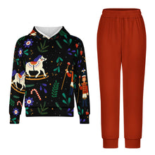 Cargar imagen en el visor de la galería, Conjunto de sudadera de 2 piezas A5TZ para niños y niñas con sudadera con capucha y pantalones deportivos personalizado con patrón foto texto