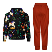 Cargar imagen en el visor de la galería, Conjunto de sudadera de 2 piezas A5TZ para niños y niñas con sudadera con capucha y pantalones deportivos personalizado con patrón foto texto