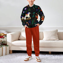 Cargar imagen en el visor de la galería, Conjunto de sudadera de 2 piezas A5TZ para niños y niñas con sudadera con capucha y pantalones deportivos personalizado con patrón foto texto