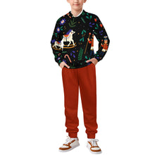 Cargar imagen en el visor de la galería, Conjunto de sudadera de 2 piezas A5TZ para niños y niñas con sudadera con capucha y pantalones deportivos personalizado con patrón foto texto