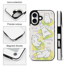 Cargar imagen en el visor de la galería, Funda protectora de piel de TPU para IPhone 16 con función atril Funda plegable para teléfono personalizado con patrón foto texto