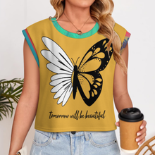 Cargar imagen en el visor de la galería, Chaleco Cárdigan de Punto con Mangas Cortas para Mujer LM563 personalizado con patrón foto texto (impresión de imágenes múltiples)