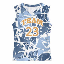 Cargar imagen en el visor de la galería, Camiseta TK de chaleco de baloncesto con cuello en V para hombre personalizado con patrón foto texto (impresión de imagen única)