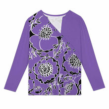 Cargar imagen en el visor de la galería, Blusa de manga larga con botones y cuello inclinado para mujer XCK personalizado con patrón foto texto (impresión de imagen única)