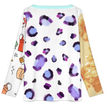 Cargar imagen en el visor de la galería, Top de manga larga con cuello en V abotonado en la parte delantera YUC personalizado con patrón foto texto (impresión de imágenes múltiples)