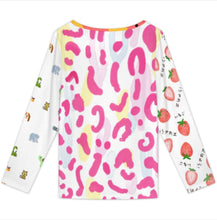 Cargar imagen en el visor de la galería, Blusa de mujer con cuello redondo y mangas largas con botones BMJ personalizado con patrón foto texto (impresión de imágenes múltiples)