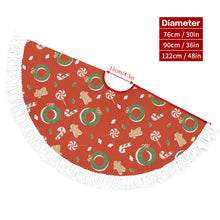 Cargar imagen en el visor de la galería, Falda para árbol de Navidad cubierta para árbol de Navidad (estilo flecos) (misma imagen en ambos lados) personalizado con patrón foto texto