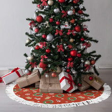 Cargar imagen en el visor de la galería, Falda para árbol de Navidad cubierta para árbol de Navidad (estilo flecos) (misma imagen en ambos lados) personalizado con patrón foto texto