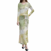 Cargar imagen en el visor de la galería, Conjunto de falda larga para mujer LYQ165 personalizado con patrón foto texto
