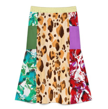 Cargar imagen en el visor de la galería, Falda midi elástica ligera de corte A para mujer personalizado con patrón foto texto (impresión de imágenes múltiples)