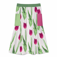 Cargar imagen en el visor de la galería, Falda midi de corte A para mujer B13Q personalizado con patrón foto texto (impresión de imagen única)