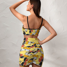 Cargar imagen en el visor de la galería, Falda casual de verano 2 piezas con crop top y falda NZ018 personalizado con patrón foto texto (impresión de imágenes múltiples)