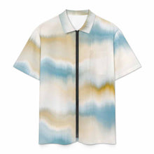 Cargar imagen en el visor de la galería, Camisa de manga corta con cremallera para hombre LM816 personalizado con patrón foto texto (impresión de imagen única)