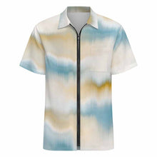Cargar imagen en el visor de la galería, Camisa de manga corta con cremallera para hombre LM816 personalizado con patrón foto texto (impresión de imagen única)