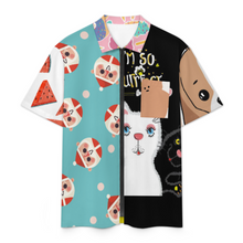 Cargar imagen en el visor de la galería, Camisa de manga corta con cremallera para hombre LM816 personalizado con patrón foto texto (impresión de imágenes múltiples)