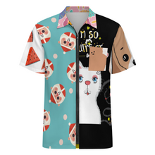 Cargar imagen en el visor de la galería, Camisa de manga corta con cremallera para hombre LM816 personalizado con patrón foto texto (impresión de imágenes múltiples)