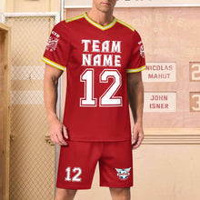 Cargar imagen en el visor de la galería, Conjunto de camiseta de fútbol con cuello en V para hombre LTZ personalizado con patrón foto texto