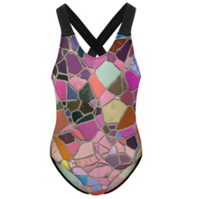 Cargar imagen en el visor de la galería, Bañador moda niña NT018 personalizado con patrón foto texto (impresión de imágenes múltiples)