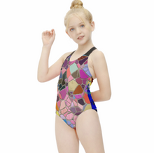 Cargar imagen en el visor de la galería, Bañador moda niña NT018 personalizado con patrón foto texto (impresión de imágenes múltiples)