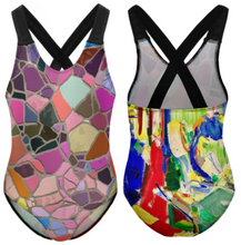 Cargar imagen en el visor de la galería, Bañador moda niña NT018 personalizado con patrón foto texto (impresión de imágenes múltiples)