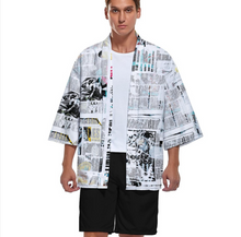 Cargar imagen en el visor de la galería, Kimono chaqueta top cárdigan camisa japonesa retro con manga 3/4 para hombre ZS904 personalizado con foto patrón texto (impresión de imágenes múltiples)