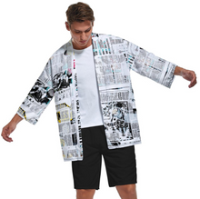 Cargar imagen en el visor de la galería, Kimono chaqueta top cárdigan camisa japonesa retro con manga 3/4 para hombre ZS904 personalizado con foto patrón texto (impresión de imágenes múltiples)