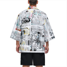 Cargar imagen en el visor de la galería, Kimono chaqueta top cárdigan camisa japonesa retro con manga 3/4 para hombre ZS904 personalizado con foto patrón texto (impresión de imágenes múltiples)