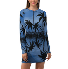 Cargar imagen en el visor de la galería, Mini vestido de mujer sexy vestido de manga larga con cremallera NZ017 personalizado con patrón foto texto (impresión de imágenes múltiples)