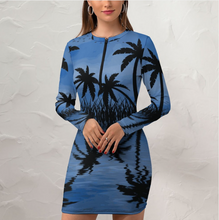 Cargar imagen en el visor de la galería, Mini vestido de mujer sexy vestido de manga larga con cremallera NZ017 personalizado con patrón foto texto (impresión de imágenes múltiples)
