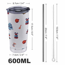 Cargar imagen en el visor de la galería, Taza de café para coche con tapa y pajita en acero inoxidable 304 personalizado con patrón foto texto