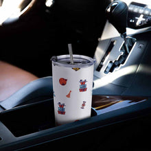 Cargar imagen en el visor de la galería, Taza de café para coche con tapa y pajita en acero inoxidable 304 personalizado con patrón foto texto