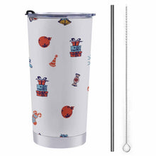 Cargar imagen en el visor de la galería, Taza de café para coche con tapa y pajita en acero inoxidable 304 personalizado con patrón foto texto