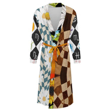 Cargar imagen en el visor de la galería, Camisón unisex de manga larga con cinturón LM127 personalizado con patrón foto texto (impresión de imágenes múltiples)