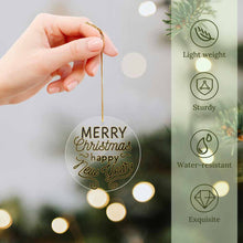 Cargar imagen en el visor de la galería, Adorno de árbol de Navidad de acrílico con colgante en varios estilos disponibles (forma circular, amor, Navidad) personalizado con patrón foto texto
